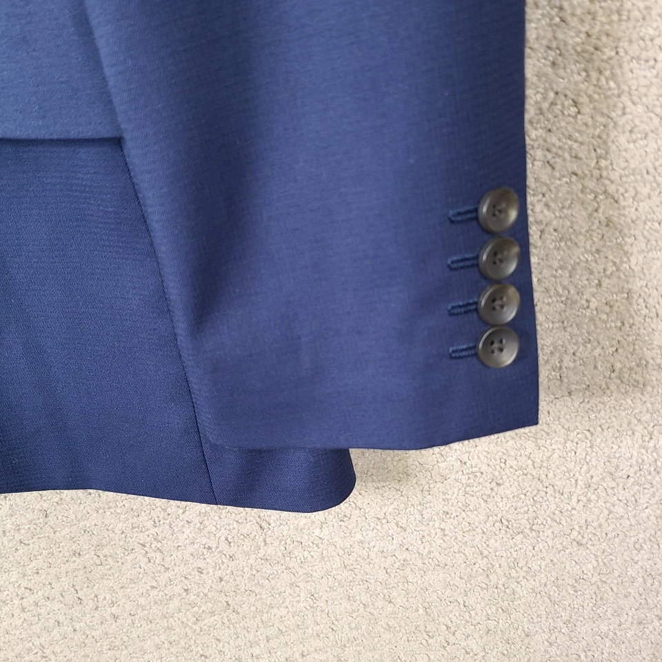 Chaqueta Haggar H26 Para Hombre 38S Azul Ajuste A Medida Blazer 2 Botones Poli Elástico Foto 3 de 4