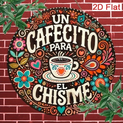 Vintage Coffee-Themed Wooden Round Tin Metal Signs Home Décor 8x8