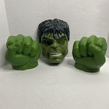 2008 Hasbro -Incredible Hulk Mask -Light Up Eyes 2011 Hulking Gloves -Tested