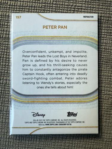 2025 Topps Chrome Disney #157 Peter Pan SILVER REFRACTOR - Picture 2 of 2