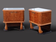 Comodini art decò in radica di noce e betulla