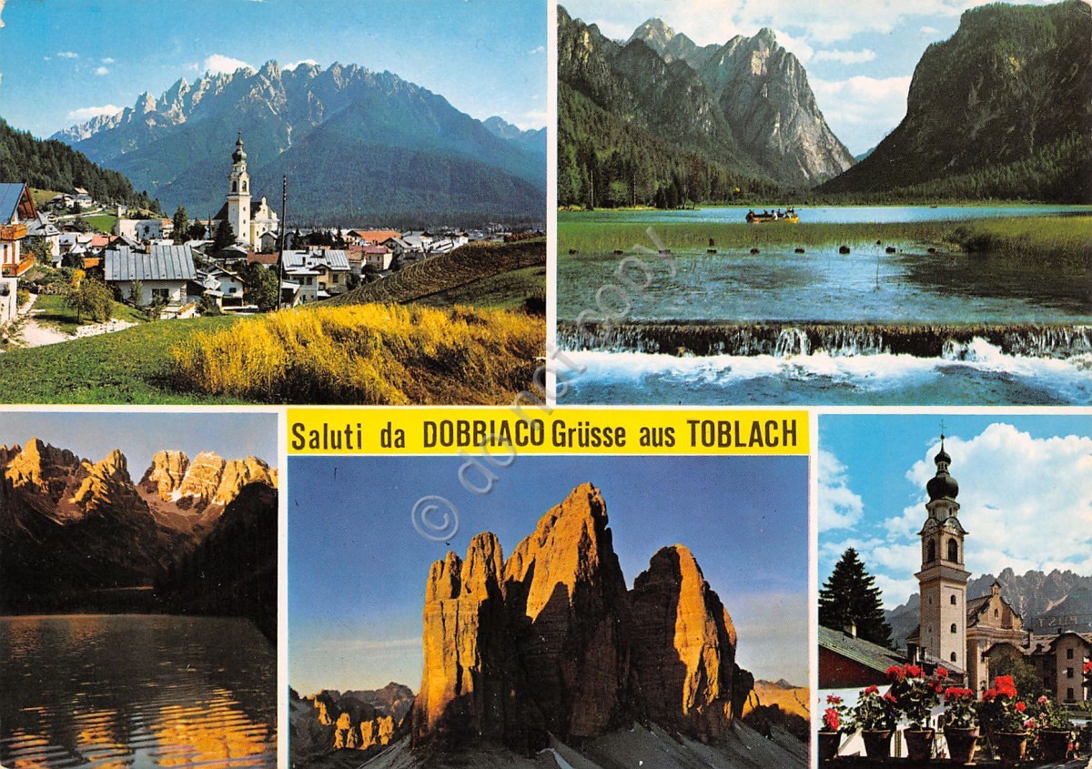 Cartolina Dobbiaco Toblach 5 vedute (Bolzano)