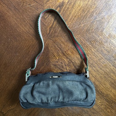 GUCCI GG Denim Canvas Leather Sherry line Mini  Bag Black