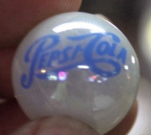 Rare Vintage PEPSI-COLA Peralized Glass 1” Shooter Marble Blue And Red Script