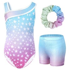 Gymnastics Leotards for Girls Sloping Shoulders Kids Dance Unitards Biketards...