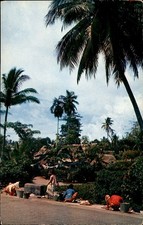 A Malay Kampong Singapore Village Women Washing Clothes Attap Shacks c1960s