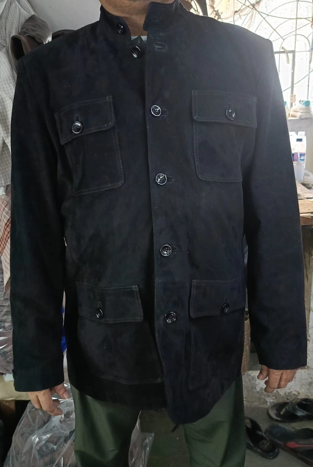 CELEBRITY New Black Suede Leather Blazer Pure Sheepskin Causal SlimFitCoatBlazer