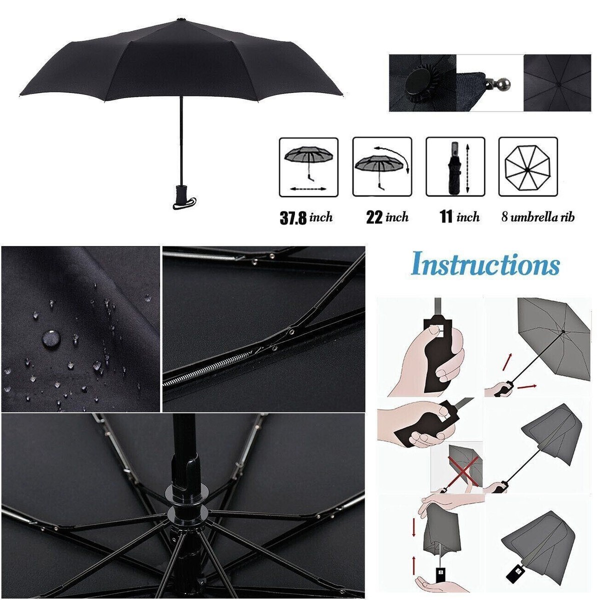 UMBRELLA MAGNUMRevolver　8インチモデル Style 2361V - 43″ arc - Vented Executive - Peerless Umbrella