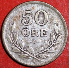 Sweden 50 Ore 1928 G Gustaf V KM# 788