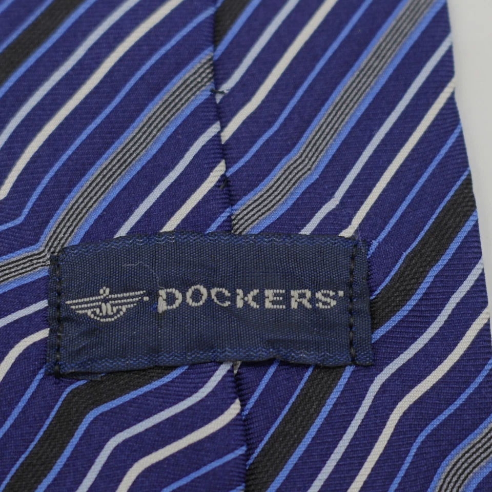 Corbata de seda Dockers azul a rayas para niños resistente a las manchas - Imagen 4 de 4