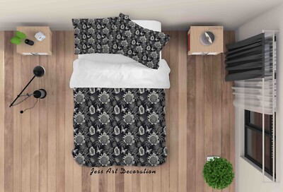 3D Floral Butterfly Black Pattern Quilt Cover Set Bedding Sets Pillowcases 64