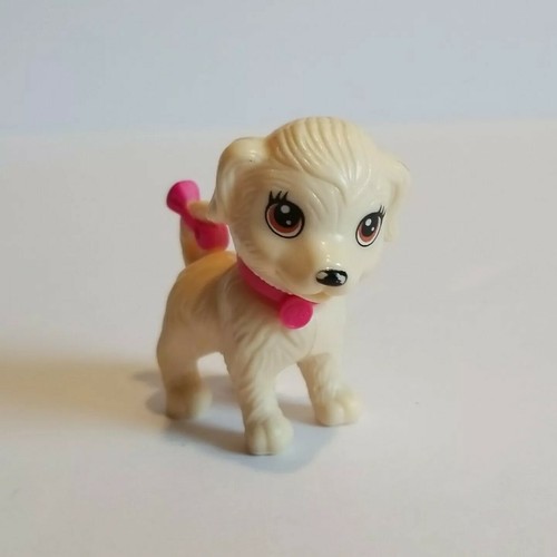 Barbie HAUSTIER BLOND HELLBRAUN CREME WELPE Hund ROSA SCHLEIFE & HALSBAND Wackelkopf - Bild 2 von 10