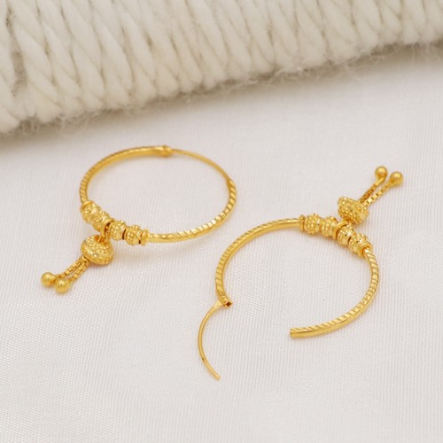 22k Gold Hoop Earring Indian Handmade 22kt Fine Gold Women Earrings - Bild 3 von 6