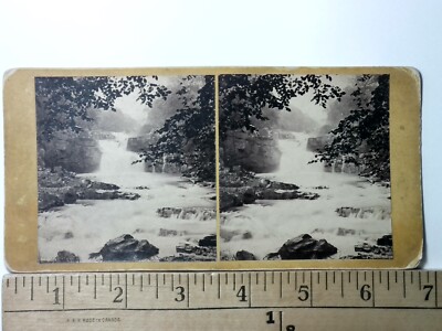 Stonebyres Falls River Clyde Scotland Stereoview Antique c1860 Y18739