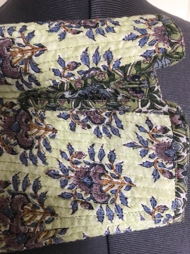 Womens Cotton Quilted Floral Reversible Long Jacket SZ L - Picture 6 of 9