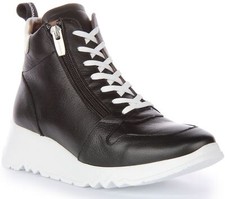 Wonders Yoko Chukka Side Zip Lace Up Platform Black White Womens Us 5 - 10