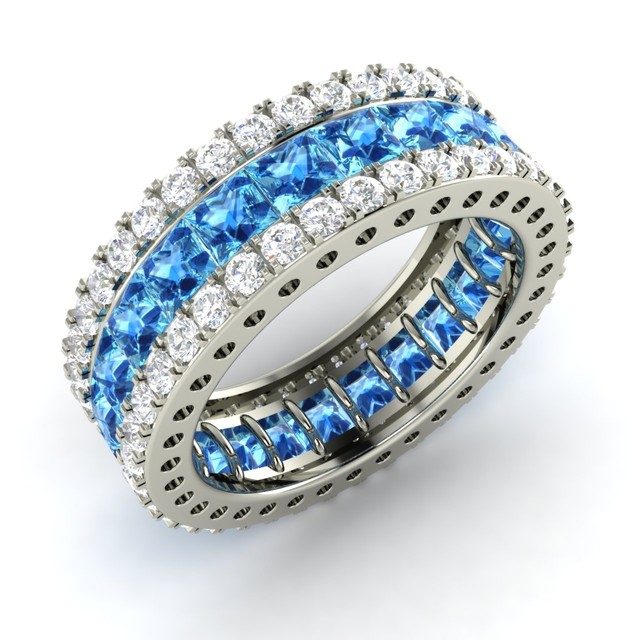 Blue Topaz And Diamond Eternity Band Pictures