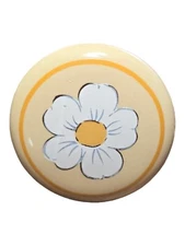 Vintage Porcelain Knob, Beige with White Flower Drawer Knob, Beige Drawer Pull