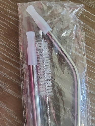 Reuseable Metal 8" Drinking Straws & Cleaning Brush - Picture 2 of 6