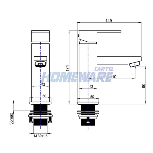 WELS Bathroom Square Basin Mixer Tap Vanity Sink Brass Chrome Flick Faucet - Picture 11 of 11
