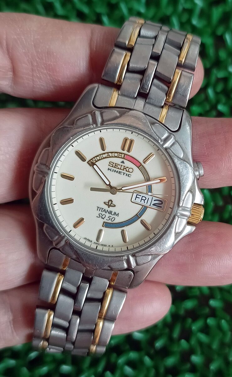 RARE SEIKO KINETIC TITANIUM SQ50 MODEL 5M43-0C60 LUMINOUS RARE SEIKO KINETIC TITANIUM SQ50 MODEL 5M43-0C60 LUMINOUS