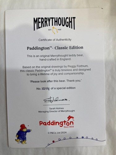 Merrythought Paddington Movie Edition 2024, number 1014 LAST ONE - BEAR SHOP - Picture 11 of 22