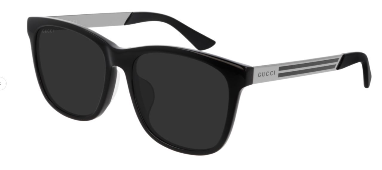 GUCCI GG0695SA 001 Square Black Black Ruthenium Grey 56 mm Men's