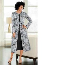 6 Ashro Silver Black Metallic Formal Church Party Nandi Jacket 3 Pc Skirt Suit