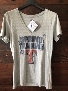 Majestic-Texas-Rangers-Spring-Training-Womens-T-Shirt-Size-L-V-Neck-New-With-Tag