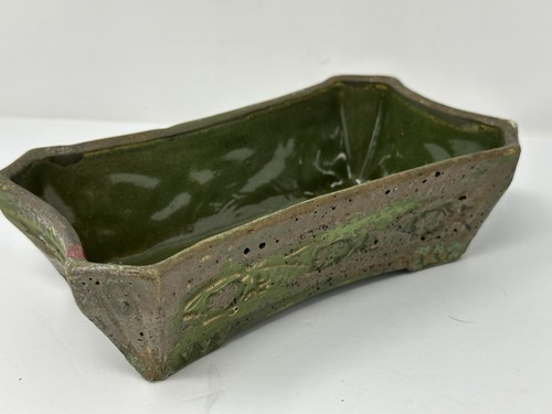Green Ceramic Bonsai Plant Pot Planter - Rectangle - Picture 4 of 8