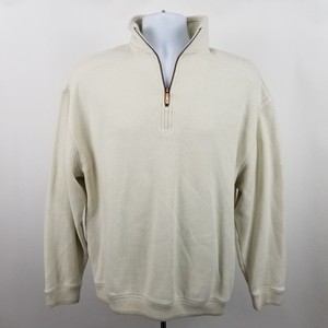 Tommy-Bahama-Men-039-s-Light-Beige-Cotton-1-2-1-4-Zip-Pull-Over-Sweater-L-S-Sz-Small