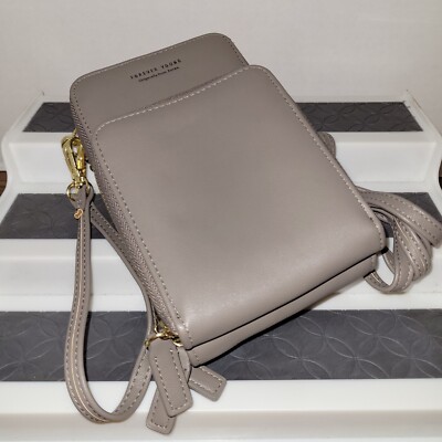 Forever Young Gray Crossbody Wallet Phone Purse