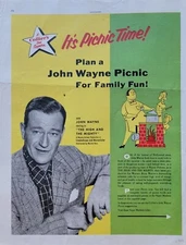 Collier's Star Suggestion "Picnic Time" John Wayne Vintage 1954 Magazine Ad