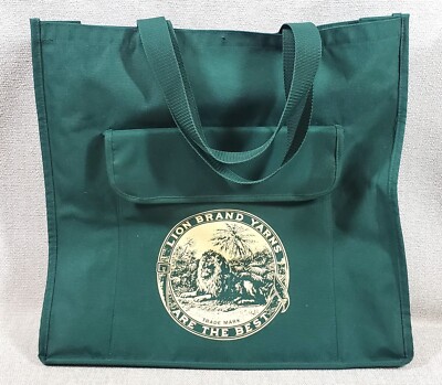 LION BRAND YARNS Green Canvas TOTE BAG 18