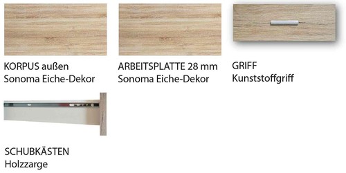 Küchenblock ohne Elektrogeräte Classic 270 cm Sonoma Eiche Nachbildung mit Spüle - Bild 3 von 3