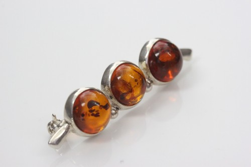 ITALIAN HANDMADE GERMAN BALTIC AMBER ELEGANT BROOCH 925 SILVER BD022 RRP£50!!! - Picture 4 of 9