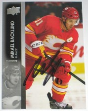 MIKAEL BACKLUND SIGNED 21-22 UPPER DECK CALGARY FLAMES CARD AUTOGRAPH AUTO!!