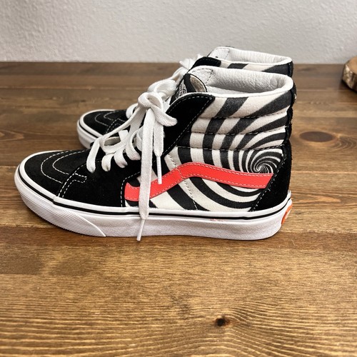 Vans UA SK8-Hi Skate Shoes Swirl Black Fiery Coral MN SZ M 4 Womens 5.5 - Picture 1 of 11