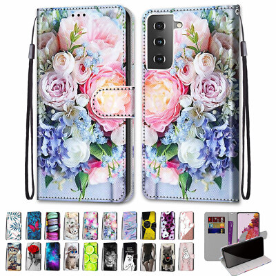 For Samsung Galaxy S22 Plus Ultra S21 Card Pattern Wallet Stand Flip Phone Case