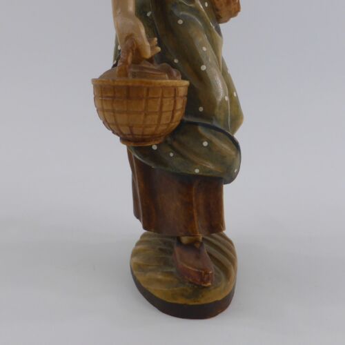 Heiligenfigur Hl. Notburga Holz Figur Grödner Holzschnitzerei 27 cm - Bild 13 von 17