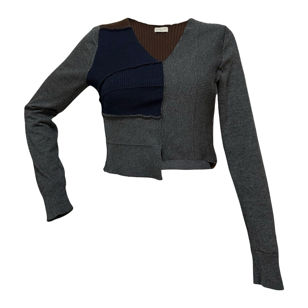 DRIES VAN NOTEN Fall Winter 2023 Deconstructed Patchwork Knit