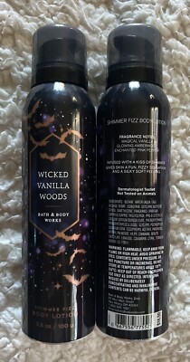 Bath & Body Works 2 PC LOT WICKED VANILLA WOODS Shimmer Fizz Body Lotion 2022