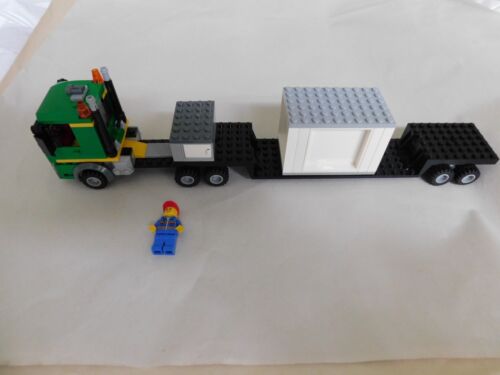 Lego CITY: Custom TRUCK  & GOOSENECK TRAILER w/ MINIFIG & CONTAINER w/ DOOR - Picture 1 of 3