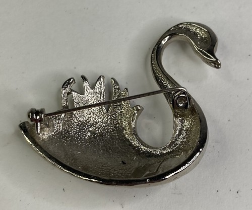 Vintage Antique Sterling Silver Swan Bird 1” x 1” Brooch Pin - Picture 3 of 4