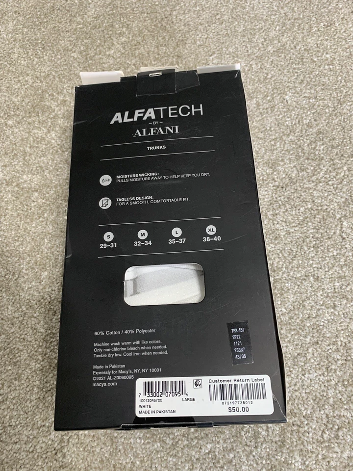 Ropa interior para hombre Alfani ALFATECH calzoncillos blancos absorbentes de humedad paquete de 5 pequeños Foto 2 de 3