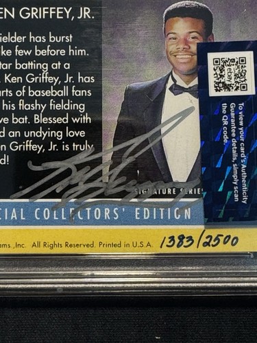1991 Arena Holograms Signature Series #2 Ken Griffey Jr. Auto /2500 PSA 10 - Picture 3 of 3