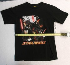 STAR WARS T SHIRT black darth vader cotton lucasfilm lucas film light saber USED
