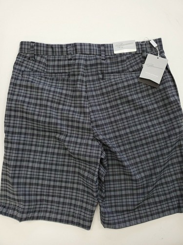 NUOVO Greg Norman Signature Series Chino Flat Front Check Plaid Golf Shorts TG 34 - Foto 3 di 4