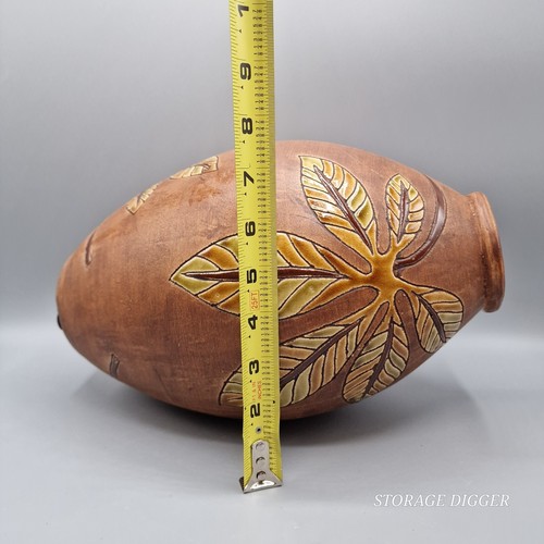 Vintage Pier 1 Imports Brown Ceramic Leaf Vase Hand Crafted Pottery 12" Tall - Picture 11 of 11