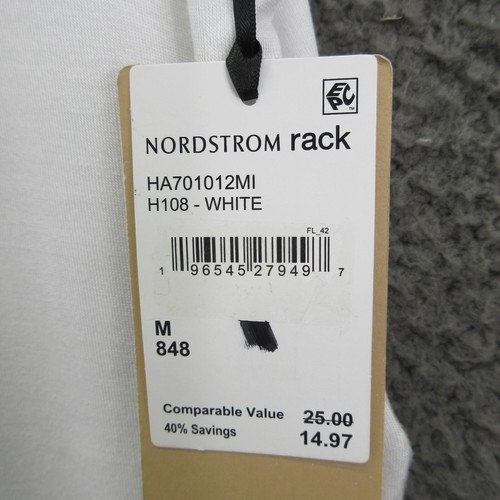 HALOGEN White Short Sleeve Jersey Asymmetric Hem Tee Shirt Size M #4787 - Picture 6 of 12